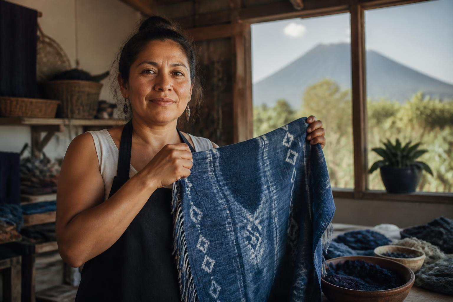 Emprendedora salvadoreña en su taller